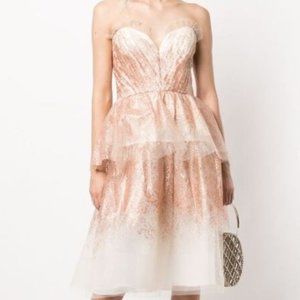 MARCHESA NOTTE Strapless Draped Dress